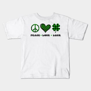 Peace Love Luck St Patrick's Day Kids T-Shirt